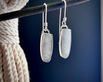 Angelite Pale Blue Gemstone Dangle Earrings in Sterling Silver
