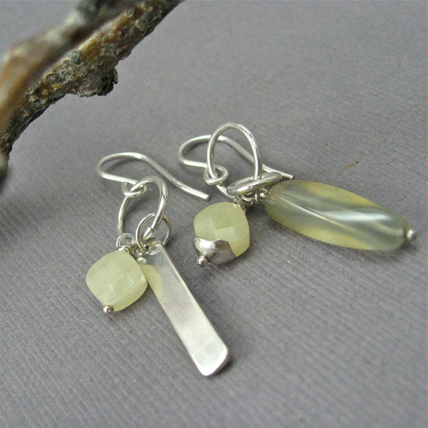 Sterling Silver and Chalcedony Mismatched Earrings