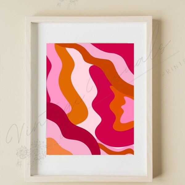 Retro Abstract Wall Decor | Sunset Waves | 11x14 inch Digital Print