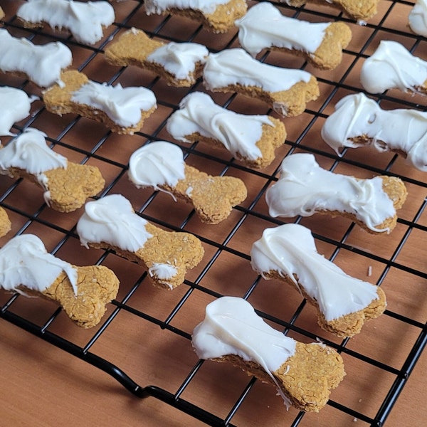 Homemade Frosted Banana Dog Treats