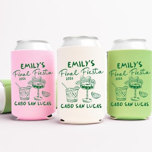 Final Fiesta Bachelorette Can Coolers, Personalized Can Sleeves, Custom Beach Bachelorette Party Favors, Mexico Bachelorette