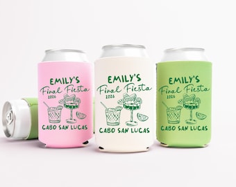Final Fiesta Bachelorette Can Coolers, Personalized Can Sleeves, Custom Beach Bachelorette Party Favors, Mexico Bachelorette