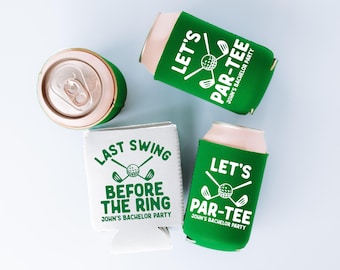 Last Swing Before The Ring Bachelor Can Coolers, Personalized Golf Can Sleeves, Custom Golf Bachelor Party Favors, Bach Can Holder