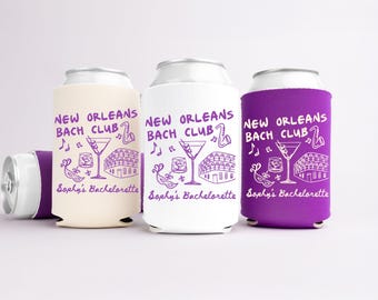 New Orleans Bachelorette Can Coolers, Nola Personalized Can Sleeves, Custom Bachelorette Party Favors, Mardi Gras Can Holder
