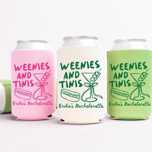 Weenies and Tinis Bachelorette Can Coolers, Personalized Can Sleeves, Custom Bachelorette Party Favors