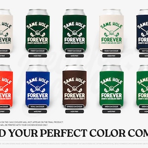 Same Hole Forever Bachelor Can Coolers, Personalized Golf Can Sleeves, Custom Golf Bachelor Party Favors, Bach Can Holder image 2