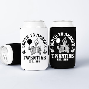 30th Birthday Can Cooler, Death To My Twenties Can Sleeve, RIP To My Twenties, 30th 40th Birthday Party Favor, 30th Birthday Gift for Her