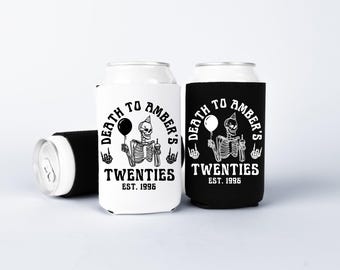30th Birthday Can Cooler, Death To My Twenties Can Sleeve, RIP To My Twenties, 30th 40th Birthday Party Favor, 30th Birthday Gift for Her