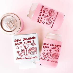 New Orleans Bachelorette Can Coolers, Nola Personalized Can Sleeves, Custom Bachelorette Party Favors, Mardi Gras Can Holder