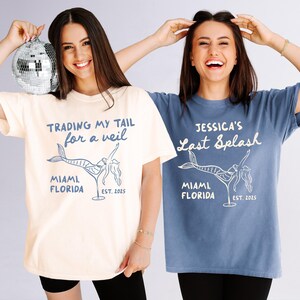 Trading My Tail For A Veil Shirt & Last Splash Shirt, Beach Bachelorette Party Shirts for Future Bride and Bridesmaids, Comfort Colors image 1
