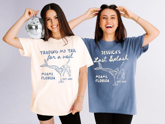 Trading My Tail For A Veil Shirt & Last Splash Shirt, Beach Bachelorette Party Shirts for Future Bride and Bridesmaids, Comfort Colors