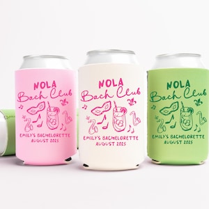 New Orleans Bachelorette Can Coolers, Nola Personalized Can Sleeves, Custom Bachelorette Party Favors, Mardi Gras Can Holder
