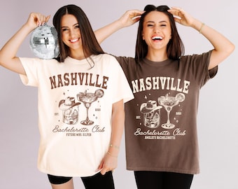 Camisetas para despedida de soltera en Nashville: personaliza con tu nombre y elige la que mejor se adapte a tus necesidades. Camisetas personalizadas a juego para novia y damas de honor.