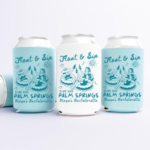 Float & Sip Beach Bachelorette Party Favors, Pool Party Can Coolers, Coastal Birthday Can Coolers