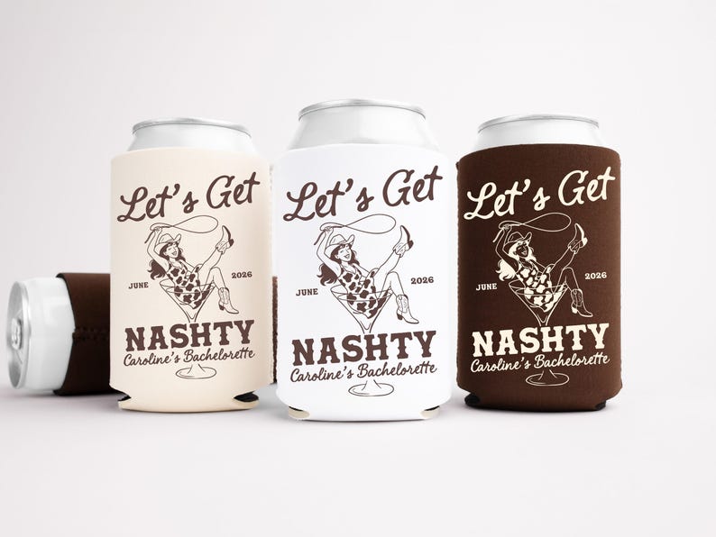 Nashville Rodeo Bachelorette Can Coolers, Western Personalized Can Sleeves, Cowgirl Custom Bachelorette Party Favors image 1