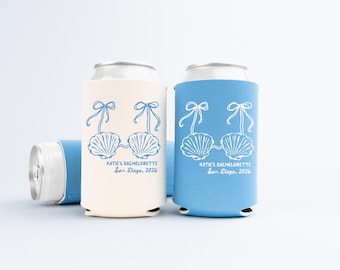 Mermaid Bachelorette Can Coolers - Custom Last Splash Bachelorette Party Favors - Personalized Cozies in Regular and Slim Size