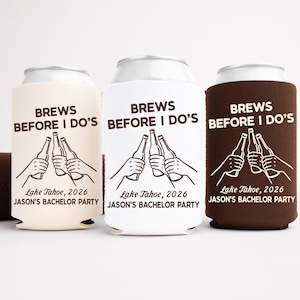 Brews Before I Do's Bachelor Can Cooler - Custom Beer Bachelor Party Favors - Personalized Cozies in Regular and Slim Size