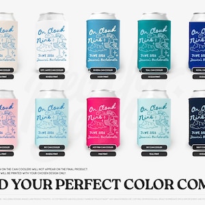 On Cloud 9 Bachelorette Can Coolers, On Cloud Nine Can Sleeves, Custom She's On Cloud Nine Bachelorette Party Favors, Can Holders image 2