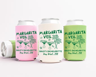 Margarita Veil Can Cooler, Personalized Bachelorette Final Fiesta Can Sleeves, Custom Margaritas and Matrimony Bachelorette Party Favor