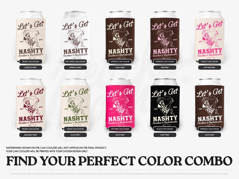 Nashville Rodeo Bachelorette Can Coolers, Western Personalized Can Sleeves, Cowgirl Custom Bachelorette Party Favors image 2