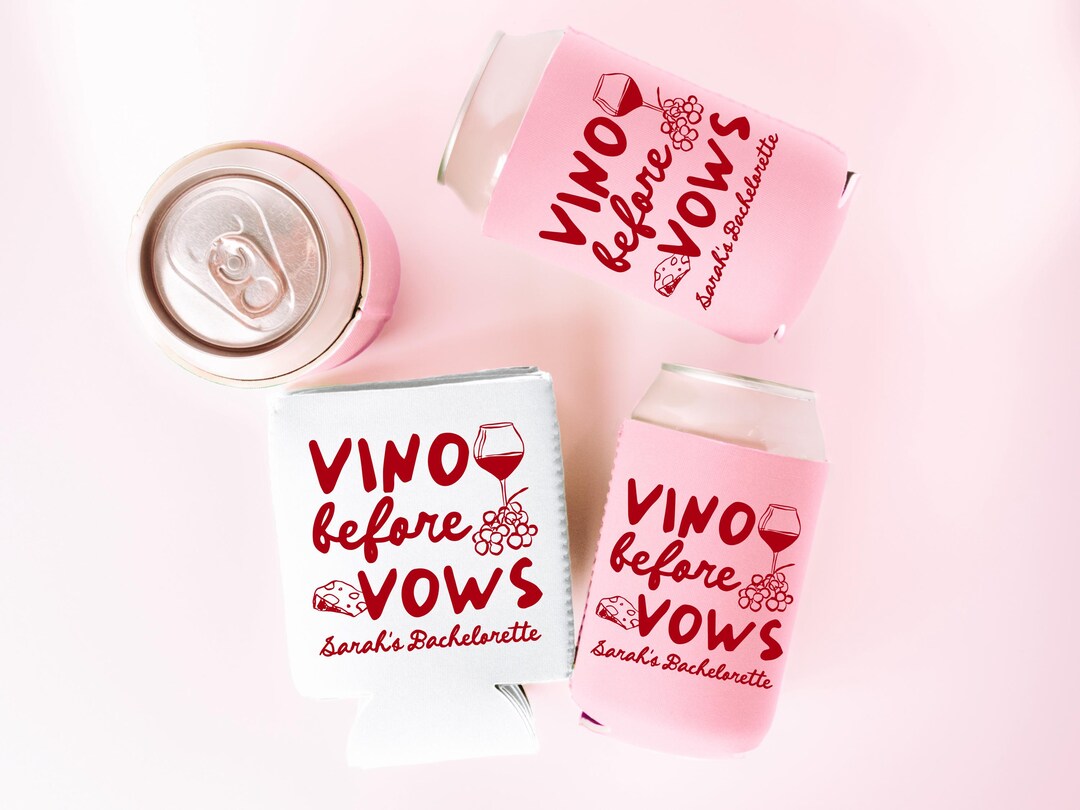Vino Before Vows Bachelorette Can Coolers, Personalized Wine Can ...