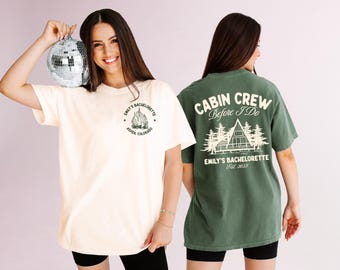 Camisas de despedida de soltera para la novia y las damas de honor de la tripulación de la cabina del campamento