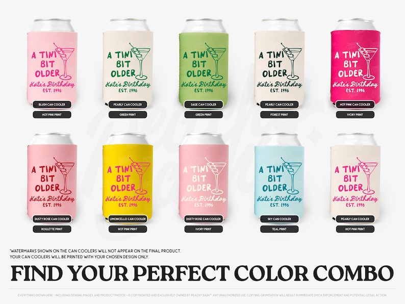 Birthday Party Can Cooler, A Tini Bit Older Can Sleeve, 21st 30th 40th 50th 60th Birthday Party Favor, Tinis Birthday Gift For Her image 2