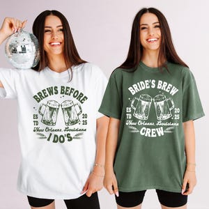Brews Before I Do's Bachelorette Party Shirts - Personalize with Location & Year - Matching Custom T-Shirts for Bride and Bridesmaids