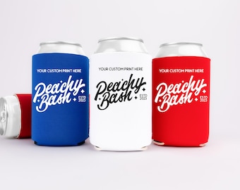 Custom Can Cooler | Personalized Party Favor for Weddings, Birthdays, Bach Trips & Events - Peachy Bash