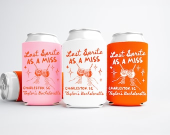 Last Spritz As A Miss Bachelorette Can Cooler - Custom Aperol Spritz Bachelorette Party Favors