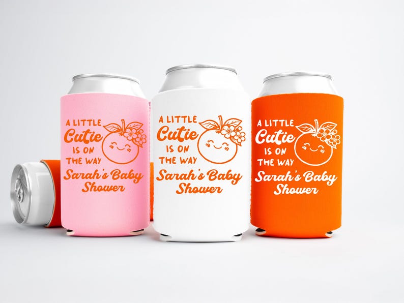 Personalized A Little Cutie is on the Way Baby Shower Can Coolers ...