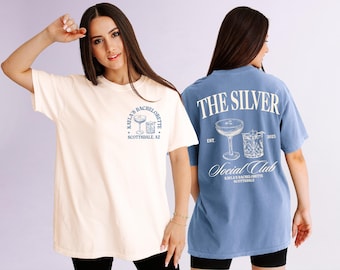 Social Club Bachelorette Party Shirt, Luxury Bachelorette Shirts, Cocktail Bachelorette Shirt, Custom Front & Back Print, Comfort Colors
