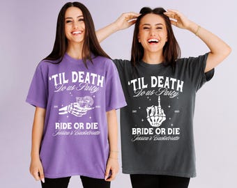 Til Death Do Us Party, Bride or Die Halloween Bachelorette Party Shirts for Bride and Bridesmaids