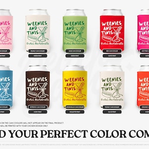 Weenies and Tinis Bachelorette Can Coolers, Personalized Can Sleeves, Custom Bachelorette Party Favors afbeelding 2