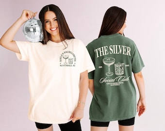 Camiseta de despedida de soltera de Social Club, camisetas de despedida de soltera de playa, camiseta de despedida de soltera de lujo, impresión personalizada en la parte delantera y trasera, colores cómodos