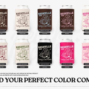 Nashville Bachelorette Can Coolers, Western Personalized Can Sleeves, Cowgirl Custom Bachelorette Party Favors image 2