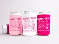 Girls Trip Beach Bachelorette Can Coolers, Coastal Personalized Can Sleeves, Custom Beach Coastal Vacation Trip Party Favors