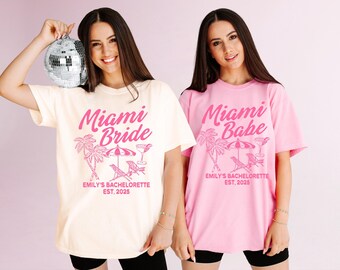 Miami Bachelorette Party Shirts - Personalize with Name & Year - Matching Custom T-Shirts for Bride and Bridesmaids