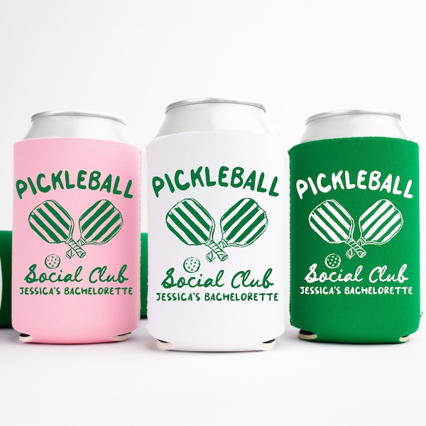 Pickleball Can Coolers, Personalized Pickleball Social Club Can Sleeves, Custom Bachelorette Party Favors, Bach Can Holder