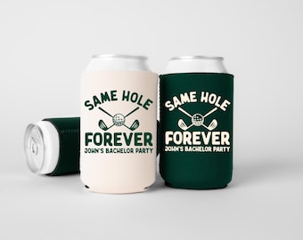 Same Hole Forever Bachelor Can Coolers, Personalized Golf Can Sleeves, Custom Golf Bachelor Party Favors, Bach Can Holder