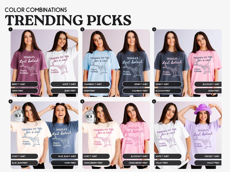Trading My Tail For A Veil Shirt & Last Splash Shirt, Beach Bachelorette Party Shirts for Future Bride and Bridesmaids, Comfort Colors image 2