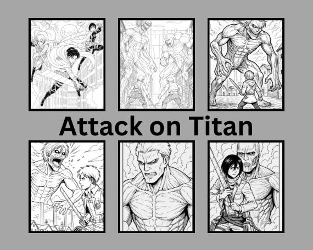 Attack on Titan Coloring Page – Anime Printable Art, Manga Line Art ...