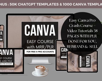 Easy Canva Pro Crash Course + Video Tutorials, Canva Pro, Instant Download, MRR & PLR Digital Product, Ebook Template Canva