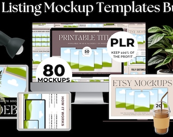 Etsy Thumbails Listing Mockup Templates Bundle – Digital Product Listing Images & Print A4 / US Letter Mockups, Sell on Etsy, Edit in Canva