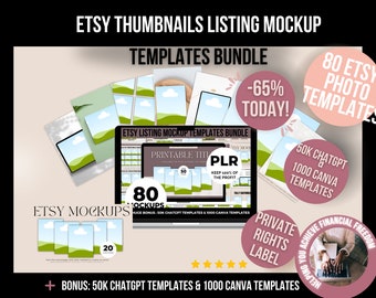 Etsy Thumbnails Listing Mockup Templates Bundle – Digital Product Listing Images & Print A4 / US Letter Mockups, Sell on Etsy, Edit in Canva