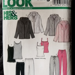 6124 NewLook New Look Sewing Pattern Unisex Workout Wear, Tank Top, Pants, Jacket, Camisole, Slim Pants Sizes XS to XL. New, Uncut image 1