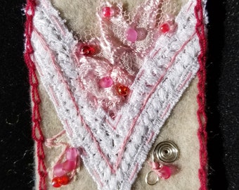 VICTORY of the Heart ACEO Original Mixed Media Slow Hand Stitched