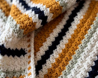 White and Gold Throw Crochet Pattern