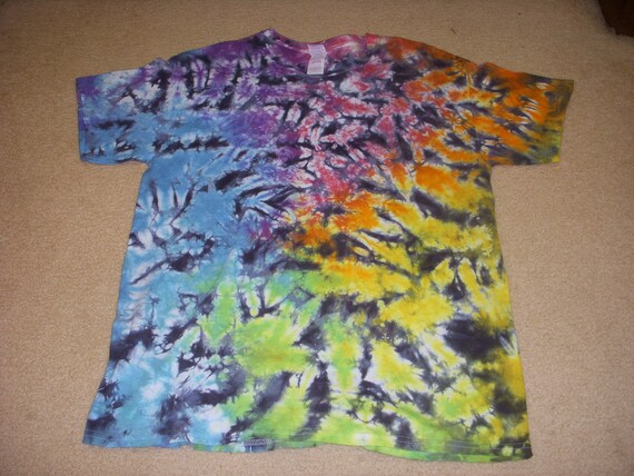 L Tie Dye Tee Shirt Willekeurige Bos Van Kleur Grote Etsy