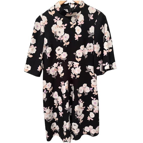 kate spade black and white floral dress Shift Size 4 Pink Mock Neck Mini Dress | Feminine Garden Party Dress Pattern Size:14-32 Line Silhouette Dress code: cocktail 🖤 COLOR-Pink